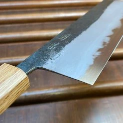 Fukui Hado Sumi 165mm Nakiri Shirogami #2 Kurouchi Finish - Burnt Oak