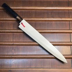 Hitohira Togashi 300mm Yanagi Shirogami 1 Mizu Honyaki Finish Tahei Ebony Horn W/ Saya