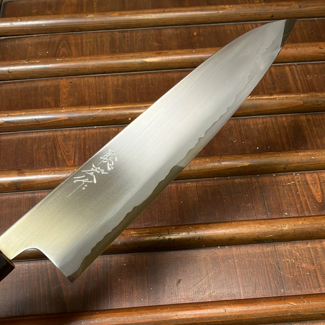 Wakui 240mm Gyuto Stainless Clad Shirogami 2 Migaki Warikomi Ho Octagonal