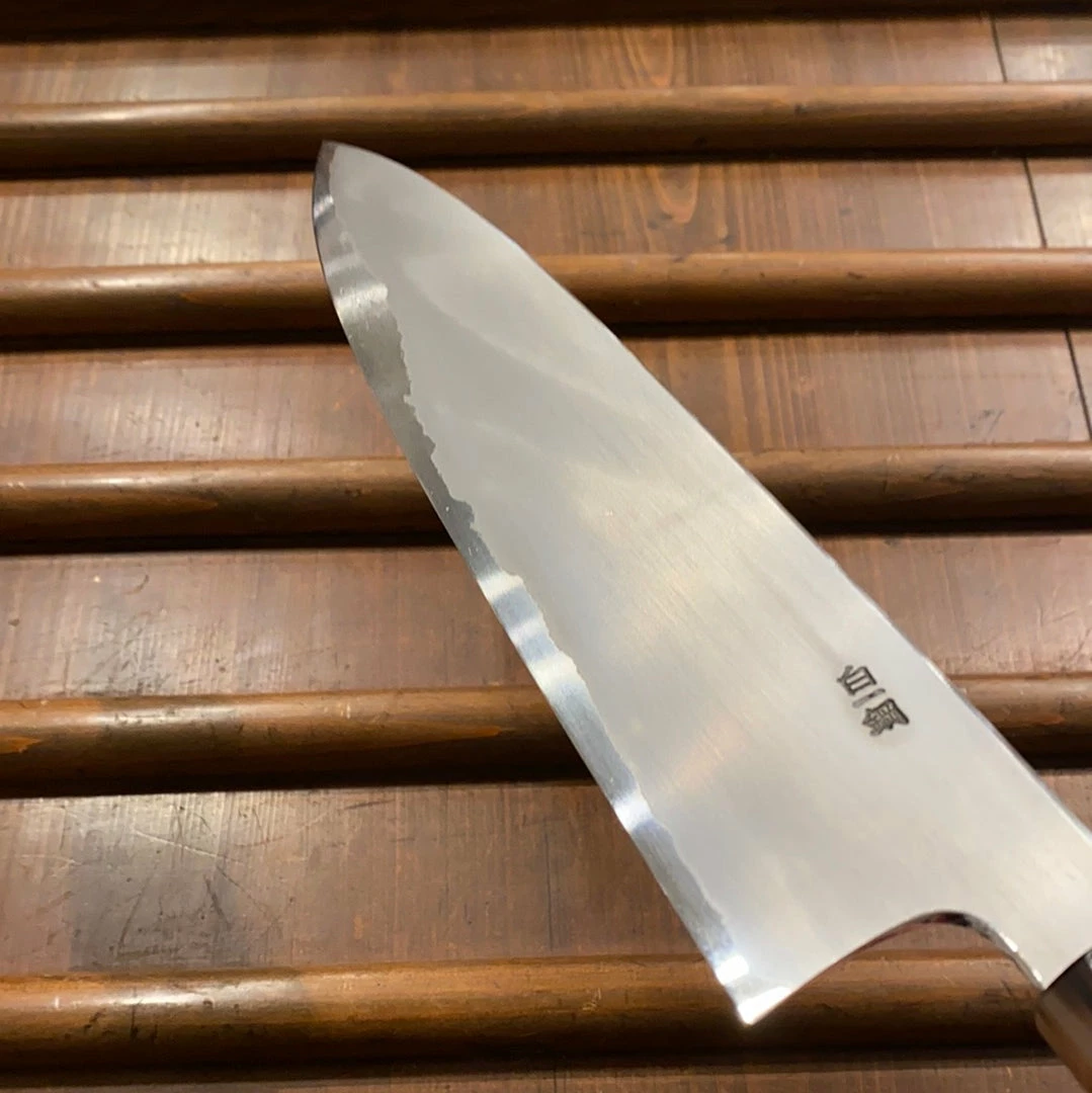 Hitohira Togashi 240mm Gyuto Kasumi Stainless Clad Shirogami 1 Ebony Handle