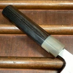 Hitohira Togashi 180mm Santoku Migaki Stainless Clad Aogami 1 Taihei Makassar Ebony Handle