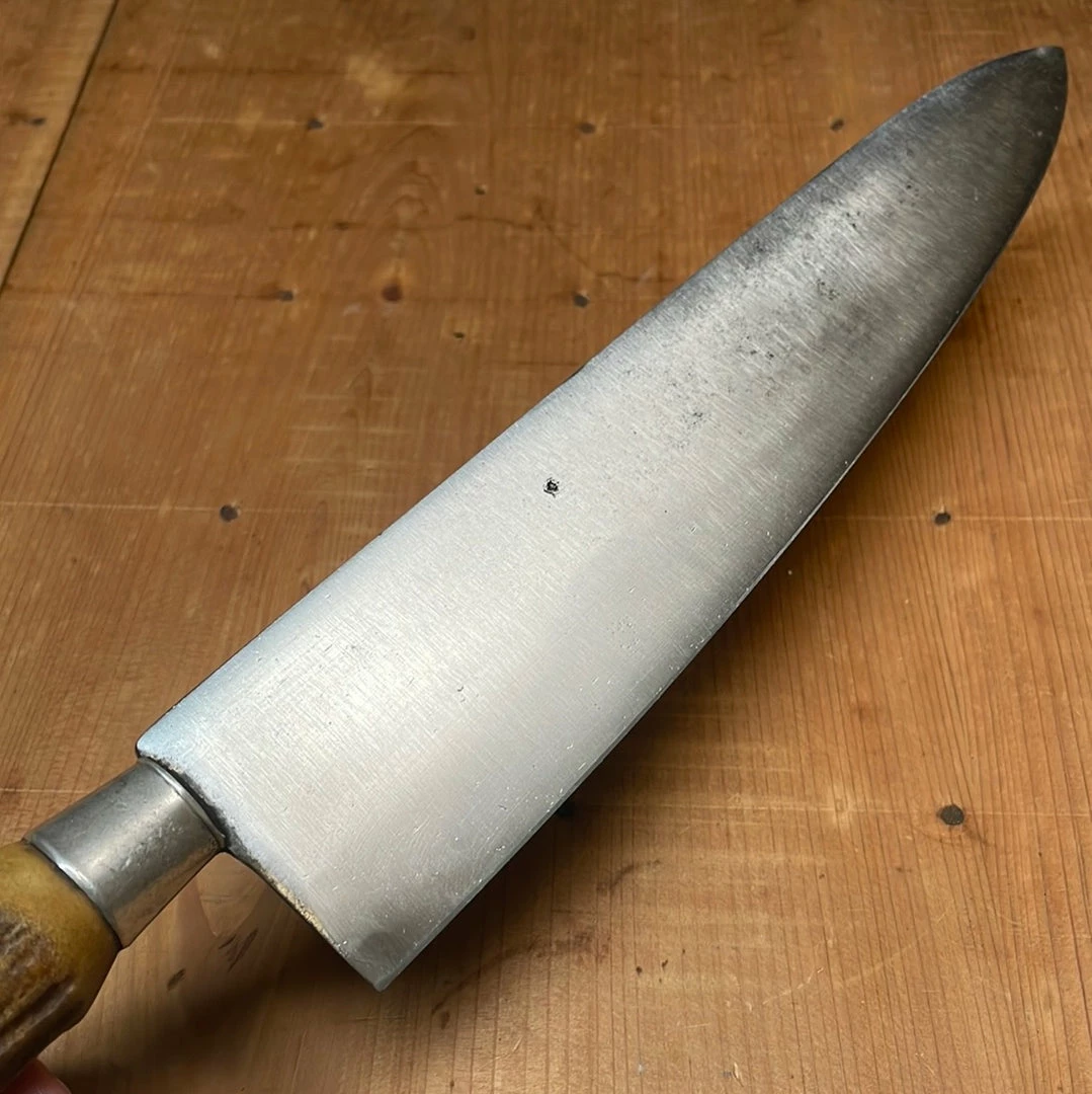 Bernal Cutlery American 10" Chef Carbon Steel Antler & Sterling Ferrule Re-Handle