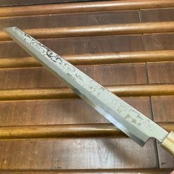 Hitohira Tanaka Manzo 300mm LEFTY Kiritsuke Yanagi Aogami 1 Damascus Ebony W/ Saya