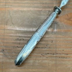 Vintage French Carving 3 Tined Fork Carbon Steel Silver Handle