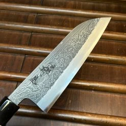 Robert Herder - Windmühlenmesser Tsukasa Hinoura 165mm Santoku Shirogami Warikomi Kitaeji Suminagashi Double Horn Enju