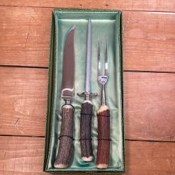 Bernal Cutlery Eichenlaub Carving Set Stainless & Stag Solingen Germany~1950's 60's In Box
