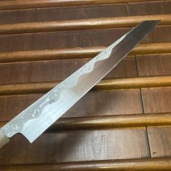 Hitohira Tanaka Manzo 300mm LEFTY Kiritsuke Yanagi Aogami 1 Damascus Ebony W/ Saya