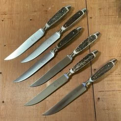 Eichenlaub Forged Tableware - Steak Knife Table Length- Staghorn Polish - Set Of 6