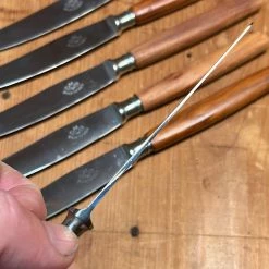 Vintage Eichenlaub Tableware Eichenlaub Fruit / Dessert Knife Set 6 Stainless & Cherry Wood Solingen Germany~1950's 60's