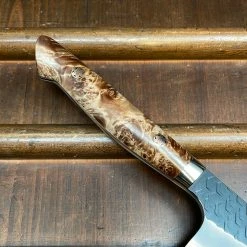 H&K Nigara Hamono SG2 170mm Honesuki Kaku Kurouchi Tsuchime Stabilized Maple Burl Western Handle