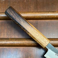 Fukui Hado Sumi 135mm Petty Shirogami #2 Kurouchi Finish - Burnt Oak