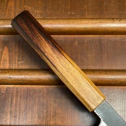 Fukui Hado Sumi 210mm Gyuto Shirogami #2 Kurouchi Finish - Burnt Oak