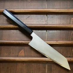 Hitohira Togashi 210mm Kiritsuke Gyuto Kasumi Stainless Clad Shirogami 1 Ebony Handle BLACK Ferrule