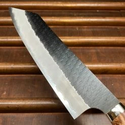 H&K Nigara Hamono 210mm Kiritsuke Gyuto SG2 Kurouchi Tsuchime Stabilized Maple Burl Western Handle