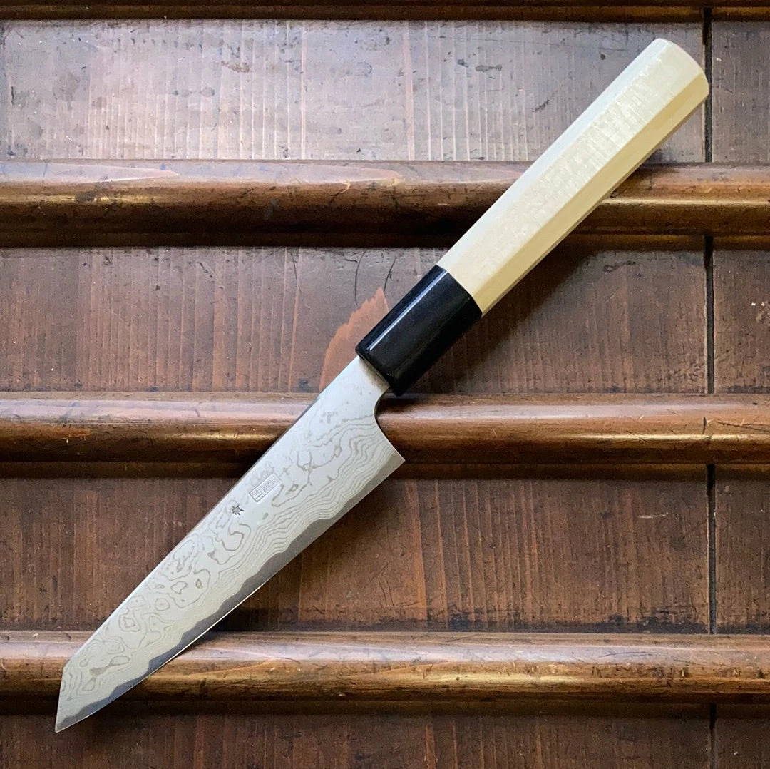 Sakai Kikumori 'Kikuzuki Uzu' 135mm Kiritsuke Petty Aogami 1 W/ Saya