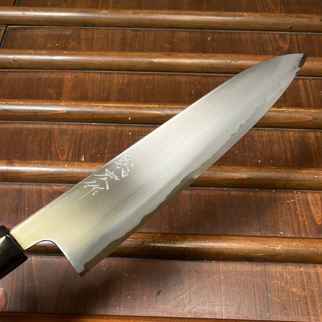 Wakui 210mm Gyuto Stainless Clad Shirogami 2 Migaki Warikomi Ho Octagonal