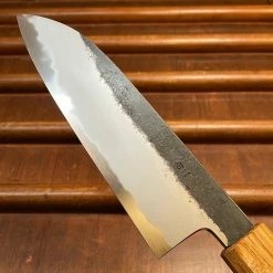 Fukui Hado Sumi 165mm Santoku Shirogami #2 Kurouchi Finish - Burnt Oak