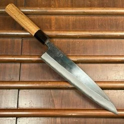 H&K Kumokage 240mm Gyuto Aogami 2 Carbon Kurouchi Damascus Teak Horn