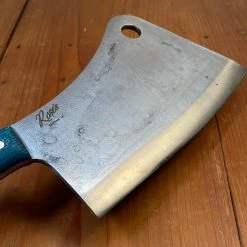Silverthorn Butcher's Cleaver 1084 Carbon Steel Green Burlap Micarta Handle