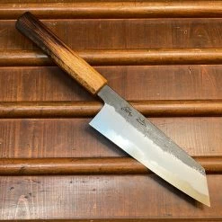 Fukui Hado Sumi 180mm Bunka Shirogami #2 Kurouchi Finish - Burnt Oak