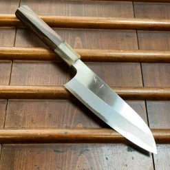 Hitohira Togashi 180mm Santoku Stainless Clad Shirogami 1 Ziricote Blonde Handle