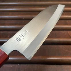 Nakajo Tagai Sanjo 165mm Santoku Migaki Stainless Clad Shirogami 2 Oak And Bubinga Handle