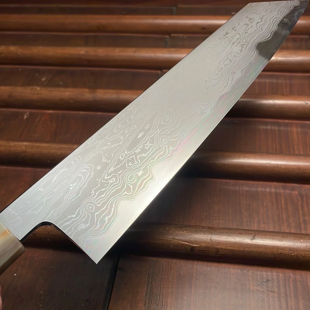 H&K Nakagawa 240mm Kiritsuke Gyuto Aogami 1 Damascus Ebony Blond