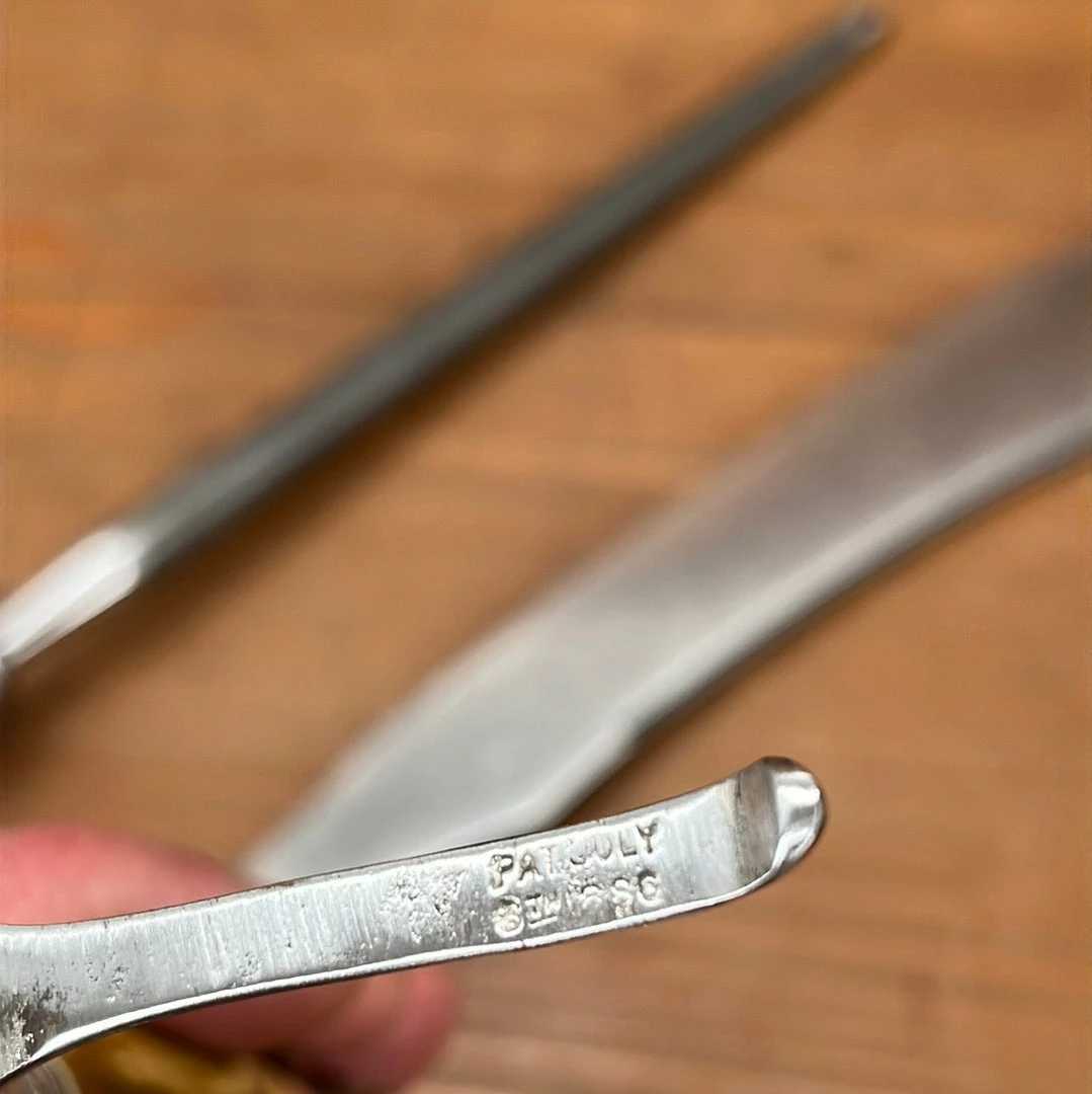 Vintage Used Vintage Meriden Cutlery Co Carving Set Carbon Steel Crown Stag 1918-1925