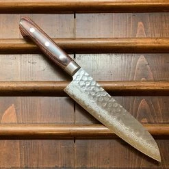 Hitohira HG 185mm Santoku Stainless Tsuchime Damascus
