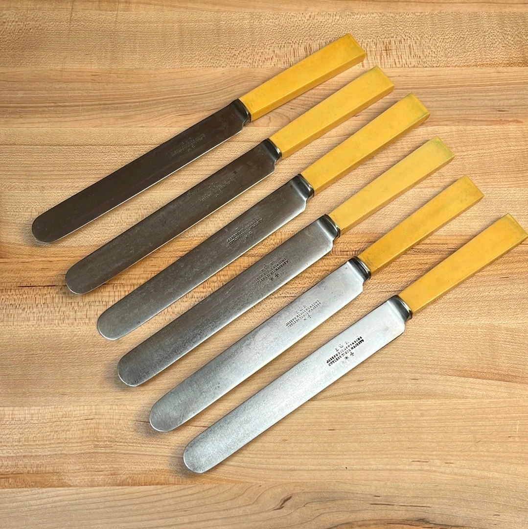 Bernal Cutlery Joseph Rodgers & Sons Set Of 6 Dinner Knives Carbon Steel Edwardian ~1901-1910