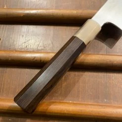 Hitohira Togashi 240mm Gyuto Kasumi Stainless Clad Shirogami 1 Ebony Handle