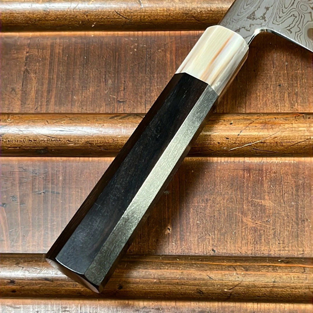 H&K Nakagawa 225mm Kiritsuke Gyuto Aogami 1 Damascus Ebony Blond