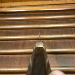 Hitohira Togashi 180mm Santoku Migaki Stainless Clad Aogami 1 Taihei Makassar Ebony Handle