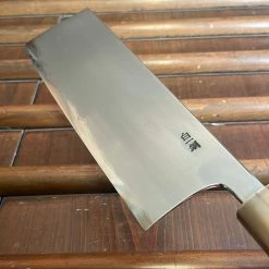 Hitohira Togashi 180mm Nakiri Kasumi Stainless Clad Shirogami 1 Ebony Handle