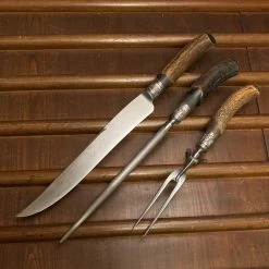 Bernal Cutlery American Cutlery Co 3pc Carving Set Carbon Steel Stag C1900-1920 The Vault