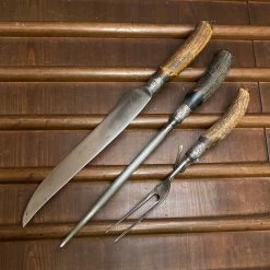 Bernal Cutlery American Cutlery Co 3pc Carving Set Carbon Steel Stag C1900-1920 The Vault