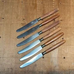 Vintage Eichenlaub Tableware Eichenlaub Fruit / Dessert Knife Set 6 Stainless & Cherry Wood Solingen Germany~1950's 60's