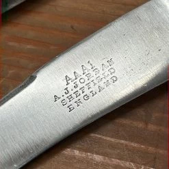 Bernal Cutlery A J Jordan Carving Set AAA1 Sheffield England Curved Blade Horn Tip Handles 1880's-1920's Used Vintage