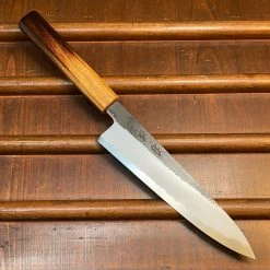 Fukui Hado Sumi 210mm Gyuto Shirogami #2 Kurouchi Finish - Burnt Oak