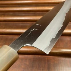Hitohira Togashi 180mm Santoku Migaki Stainless Clad Aogami 1 Taihei Makassar Ebony Handle