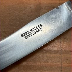 Vintage Used Vintage Gebr. Muller Stuttgart Dessert Or Childs Cutlery Set Carbon Steel Bone C ~1900