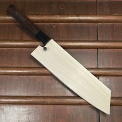 Sakai Kikumori Yugiri 180mm Kiritsuke Santoku Stainless Clad Aogami 1 Ebony W/ Saya