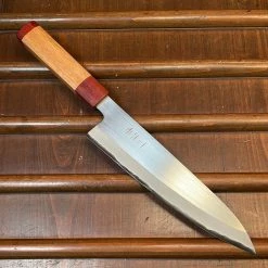 Nakajo Tagai Sanjo 210mm Gyuto Migaki Stainless Clad Shirogami 2 Oak And Bubinga Handle