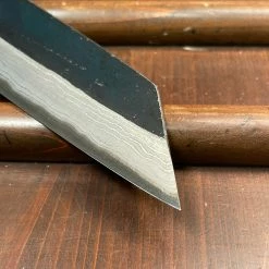 H&K Hatsukokoro Kumokage 180mm Bunka Aogami 2 Kurouchi Carbon Damascus Oct Teak Horn