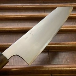 Hitohira Togashi 210mm Kiritsuke Gyuto Kasumi Stainless Clad Shirogami 1 Ebony Handle BLONDE Ferrule