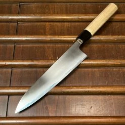 Wakui 210mm Gyuto Stainless Clad Shirogami 2 Migaki Warikomi Ho Octagonal