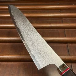 Hitohira Imojiya TH 240mm Gyuto VG10 Damascus Fusion Ebony Handle