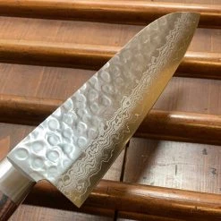 Hitohira HG 185mm Santoku Stainless Tsuchime Damascus