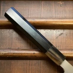 Hitohira Togashi 210mm Kiritsuke Gyuto Kasumi Stainless Clad Shirogami 1 Ebony Handle BLONDE Ferrule