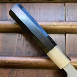 Hitohira Togashi 180mm Bunka Kasumi Stainless Clad Shirogami 1 Ebony Handle